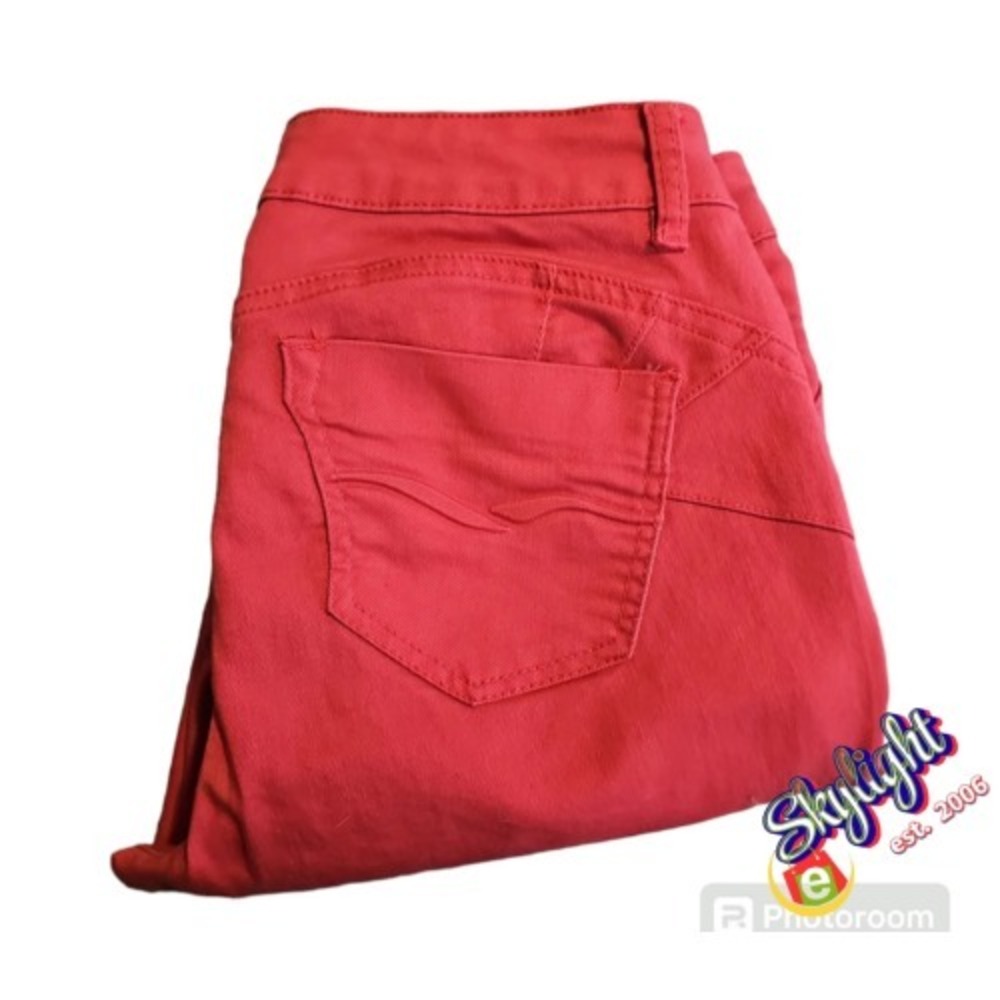 Blue Spice‎ Women Red Pink Slim Skinny Denim Jeans Mid Rise Dark Wash Size 30x26